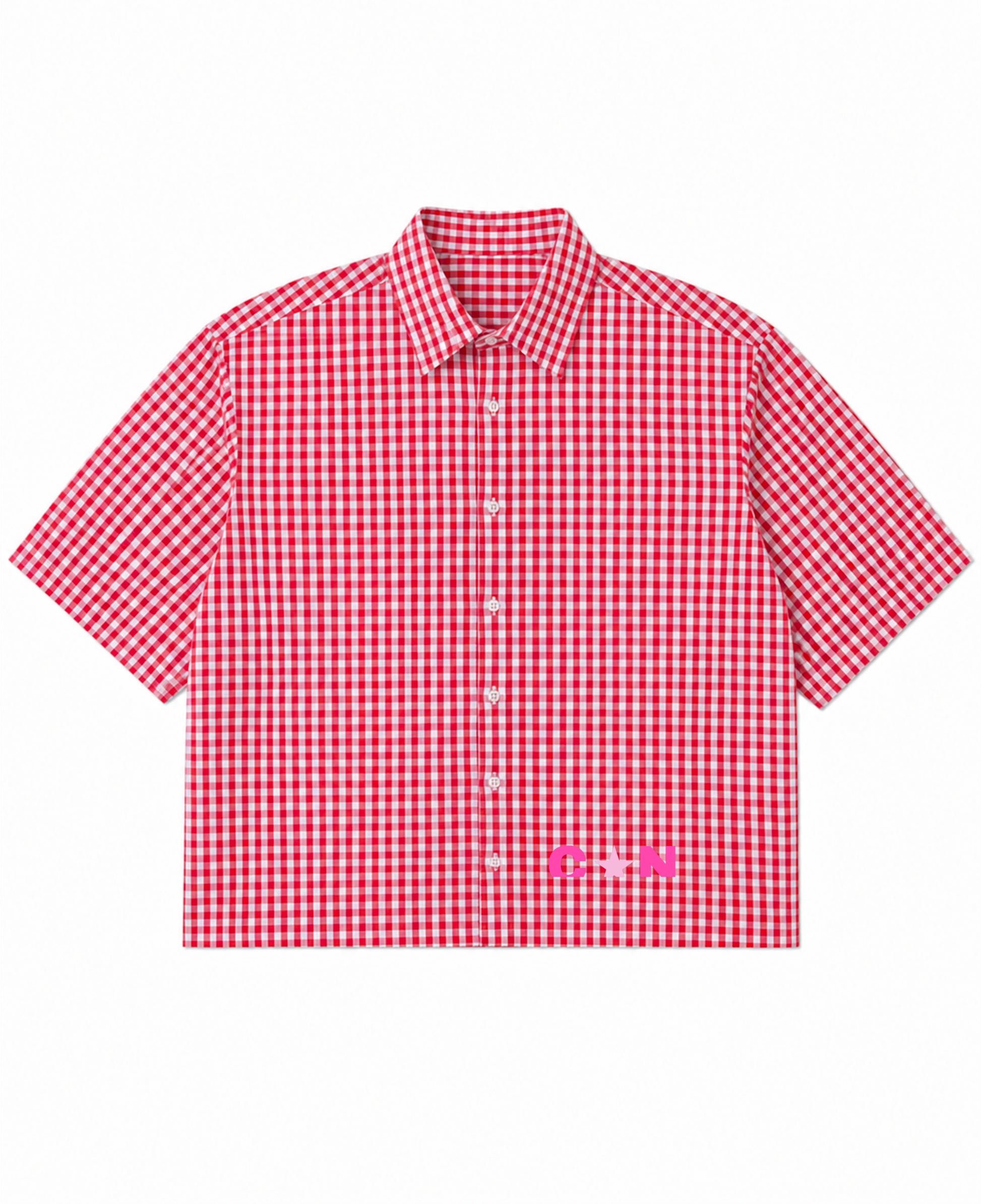 Red Picnic Oxford Boxy Shirt Front Design
