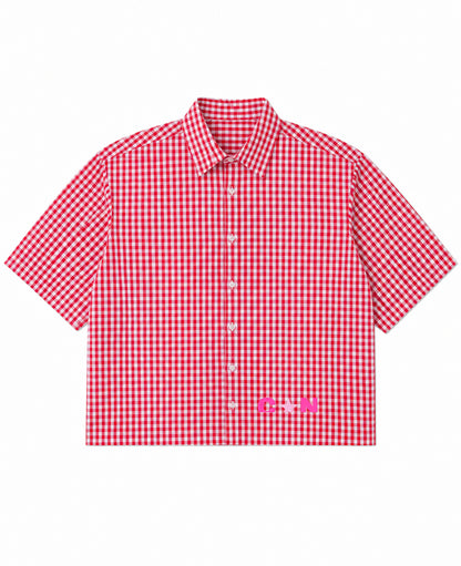 Red Picnic Oxford Boxy Shirt Front Design