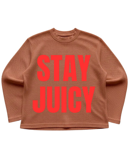 Brown waffle knit oversized full-sleeve Front Design