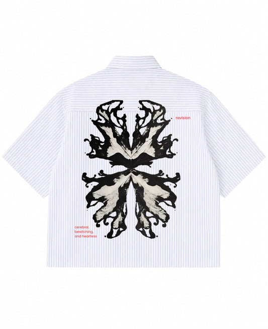 Blue Striped Oxford Boxy Shirt Back Design
