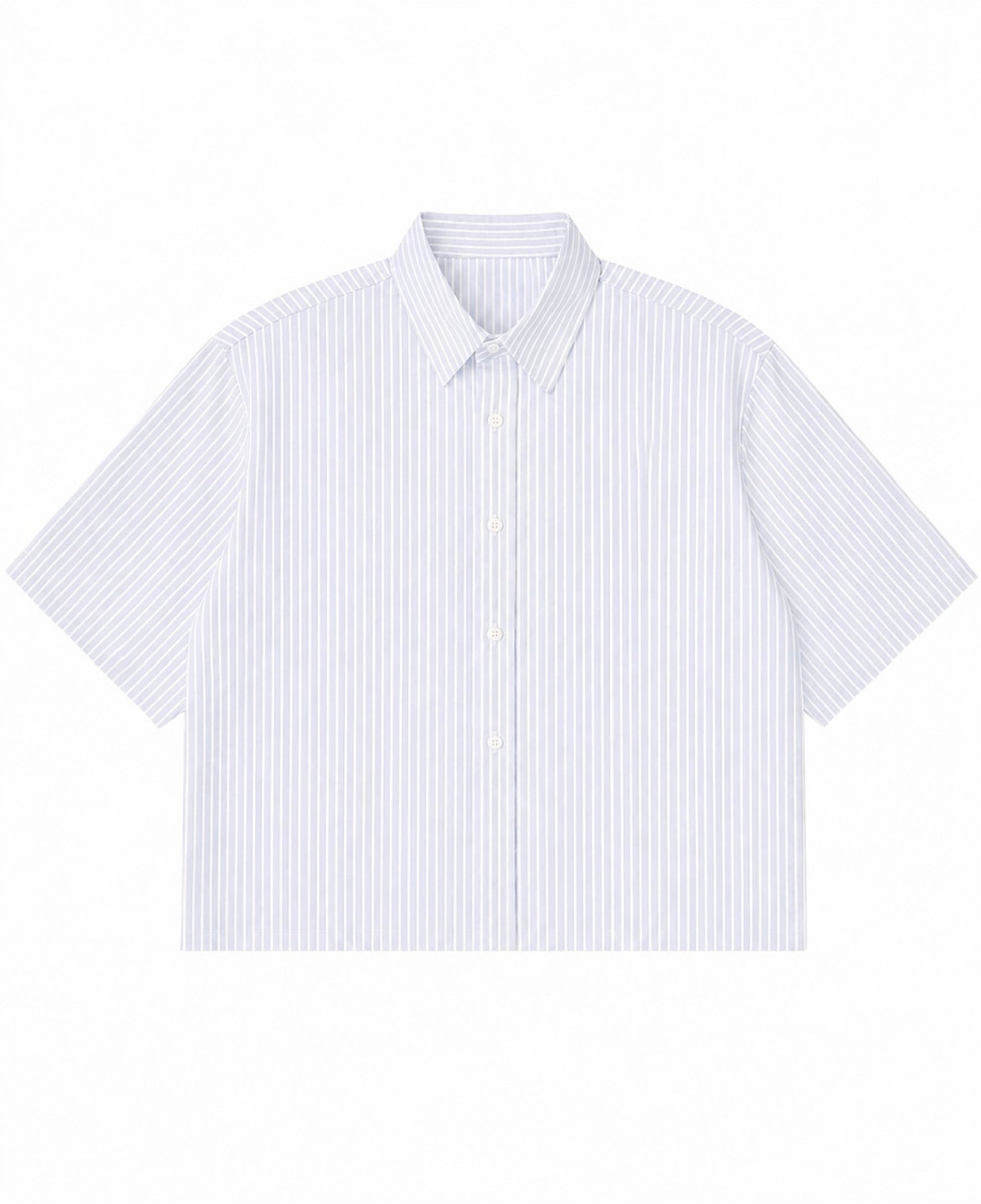 Blue Striped Oxford Boxy Shirt Front Design