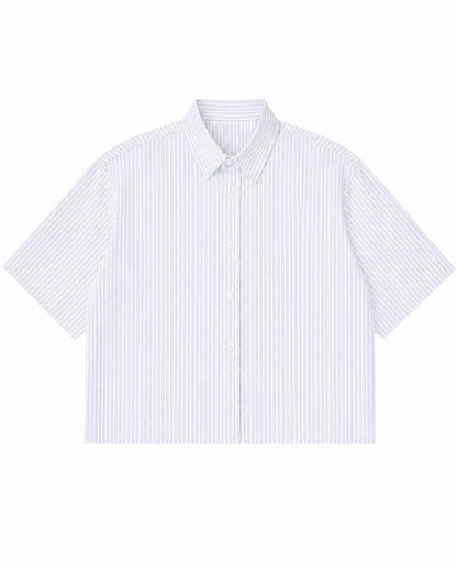 Blue Striped Oxford Boxy Shirt Front Design