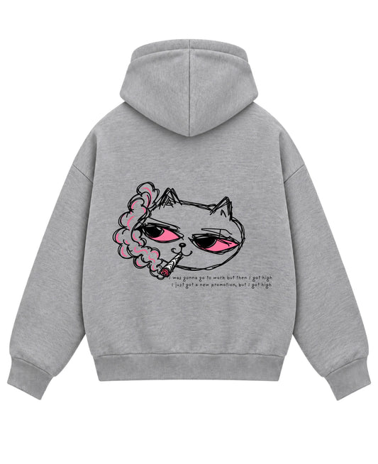 Grey Boxy Dual Zipper Hoodie Back Design