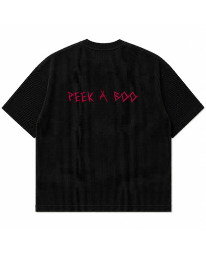 Black waffle boxy fit Back Design