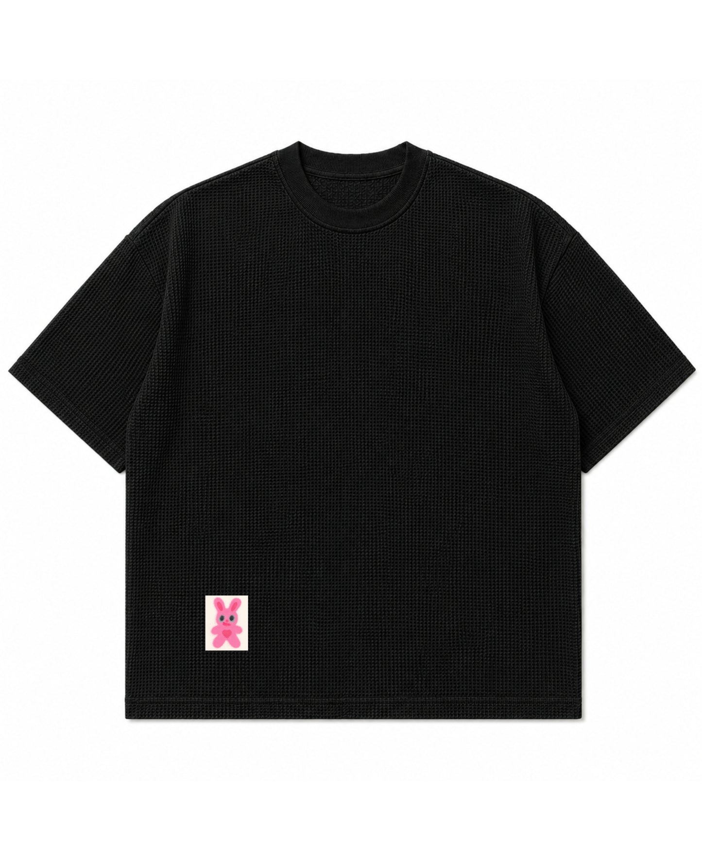 Black waffle boxy fit Front Design
