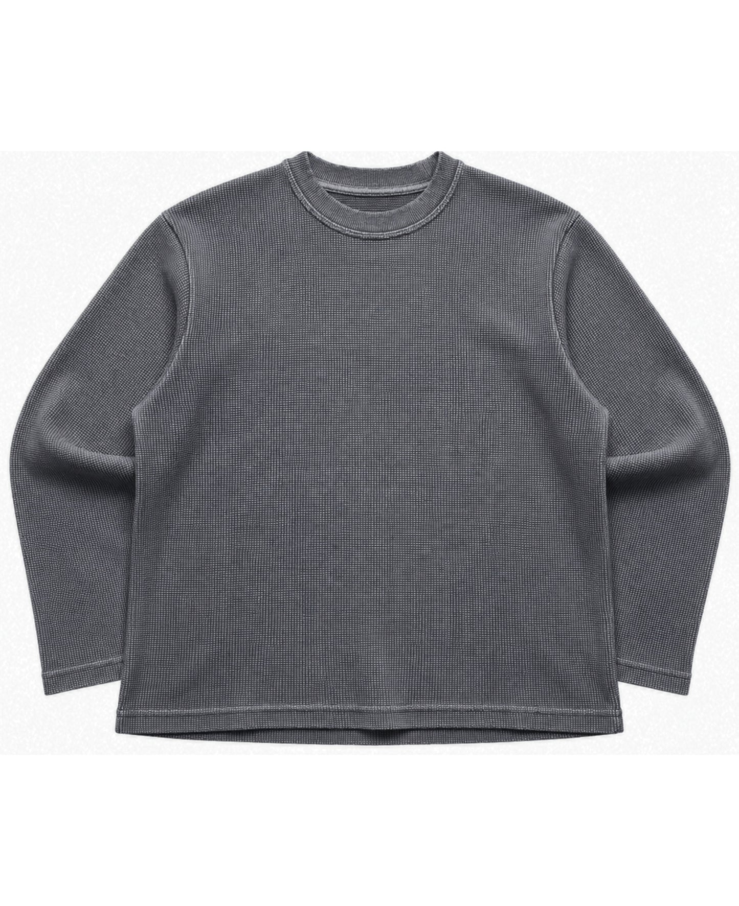 Acidwash waffle knit oversized full-sleeve Front Design