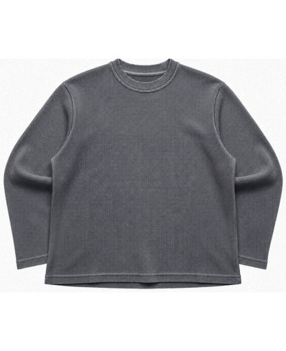 Acidwash waffle knit oversized full-sleeve Front Design