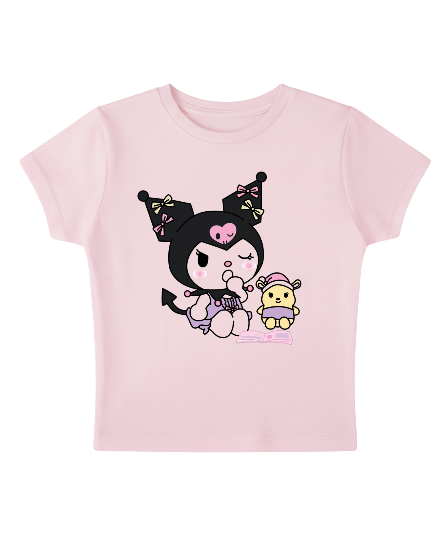 Sleepy Kuromi - Pink Baby Tee