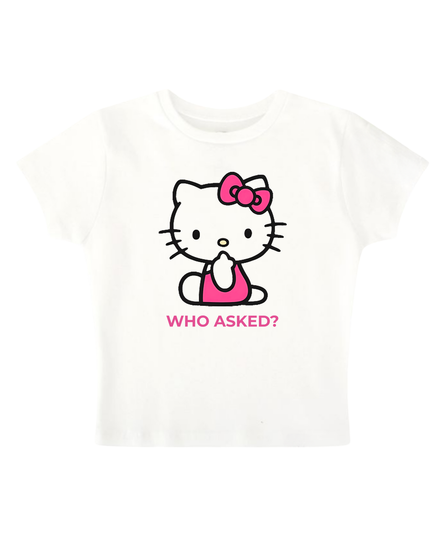 WHO ASKED - White Baby Tee
